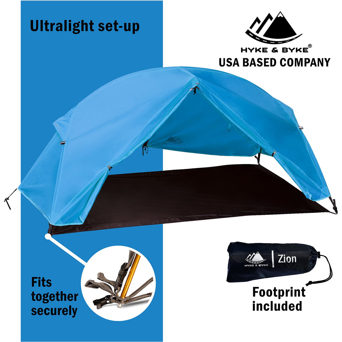 Hyke ＆ Byke Zion Hiking ＆ Backpacking Tent Season Ultralight,  Waterproof Tent for Camping w/Rain Fly and Footprint Person Forest 